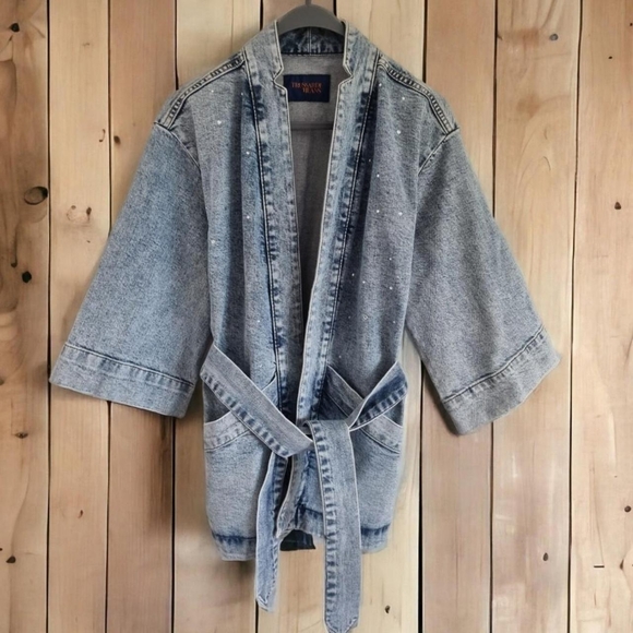 trussardi jeans Jackets & Blazers - Trussardi jeans denim diamonte Embossed kimono. Size 42 uk 10/12